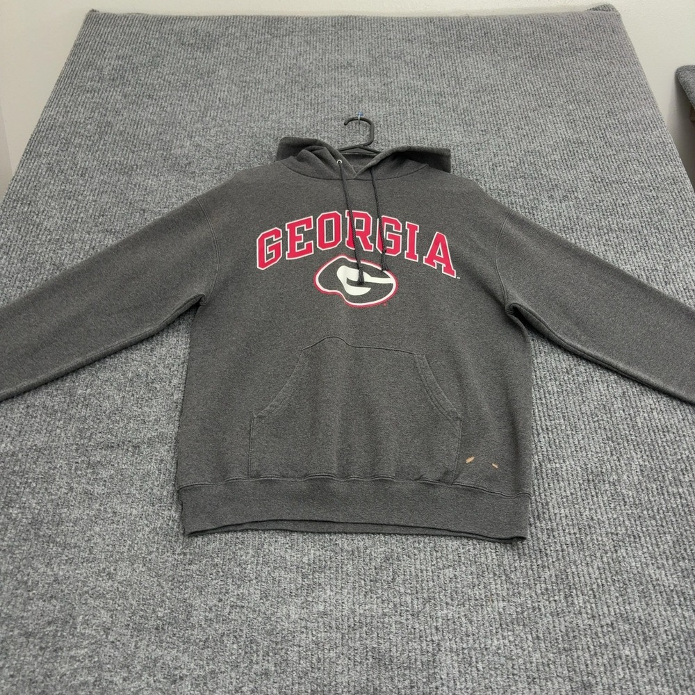Georgia Bulldogs Champion Hoodie Mens M Gray Cotton Blend Pullover Sports Style